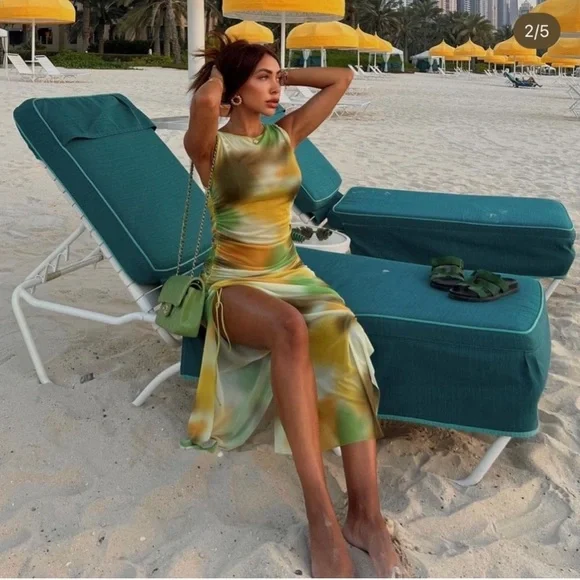 Zara Printed Tulle Dress Size L-XL NWT - Picture 8 of 11